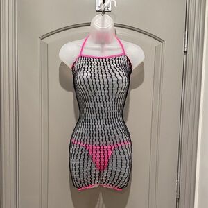 Music Legs Black and Pink Mesh dress